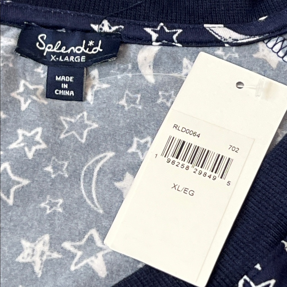 NWT Splendid XL 2-Piece Pajama Set Navy Star Moon Print Lounge Sleep Cozy Soft - Picture 4 of 15